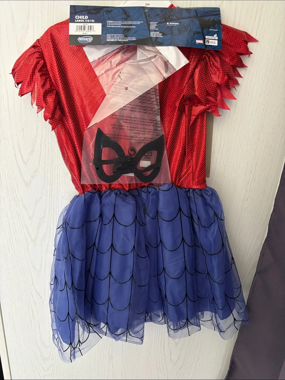 Spiderman Girl Halloween Costume 10/12 Dress Mask Marvel Kids Spider-Man Girls